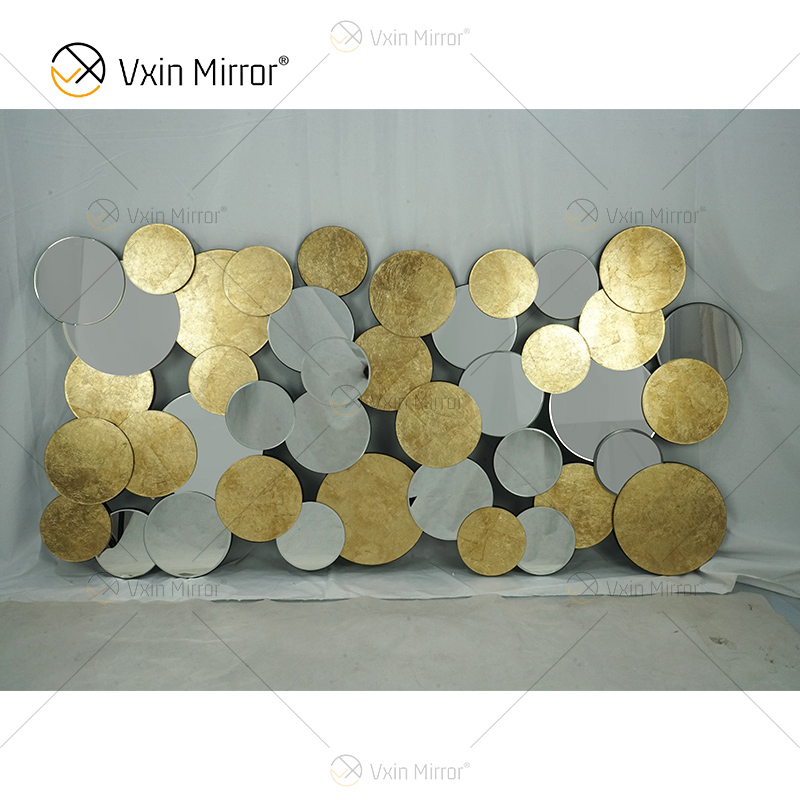 Heißer Verkauf 2000 Stück WXM-2498 Golden Leaf 3D Luxus Wandspiegel