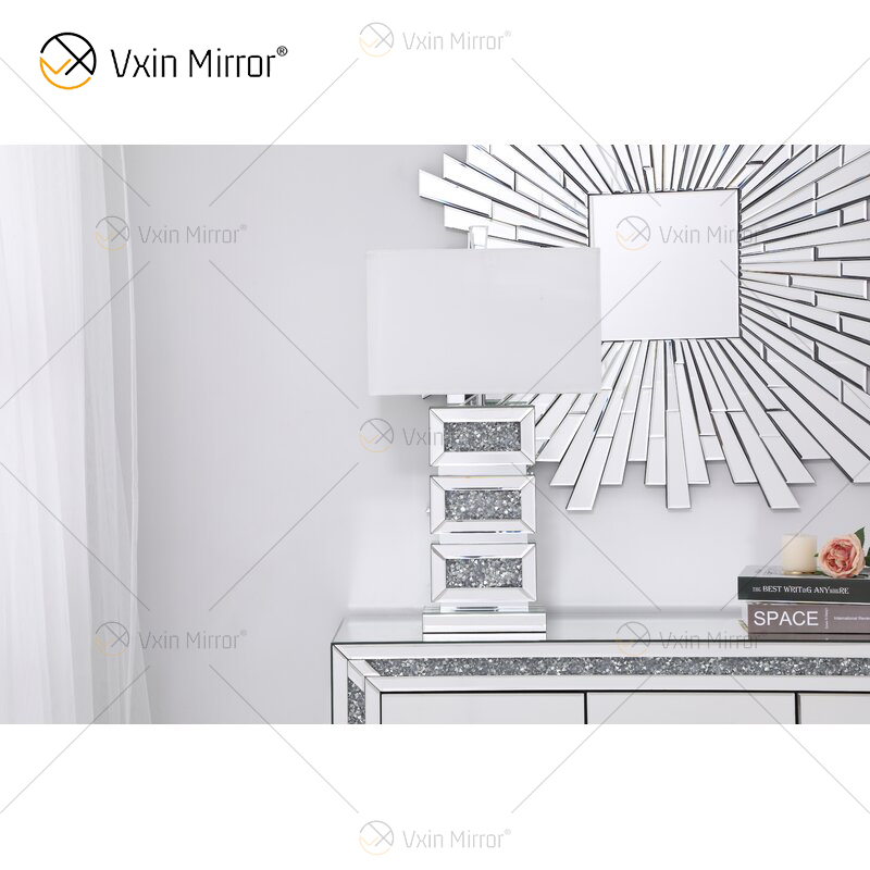Factory Supply WXTL-141 Moderne silberne Kristall-Acryl-LED-Tischspiegellampe für warmes Licht