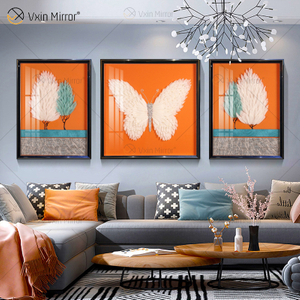 Die neueste Vxin WXPA-004 Schmetterlingsfarbe für Heimdekoration, Wandkunst, Metallfeder, hängendes Bild für Wohnzimmer, zum Verkauf