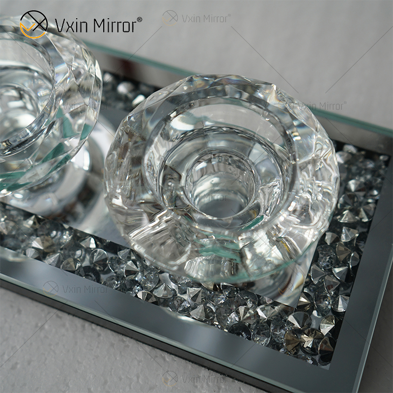 Kundengerechter Namensmoderner eleganter silberner Glaskerzenhalter des zerquetschten Diamant-WXCH-002