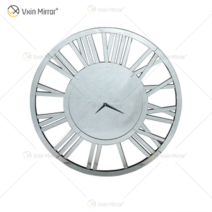 Heißer Verkauf WXMC-04 Moderne Wand Dekorative Elegante Römische Ziffer Design Silber Und Gold Wandspiegel Uhr