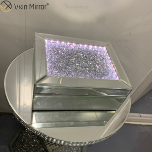 LED VXin Wohnkultur Schmuckkästchen Silber Glas Crushed Diamond Moderne verspiegelte Schmuckschatulle mit LED