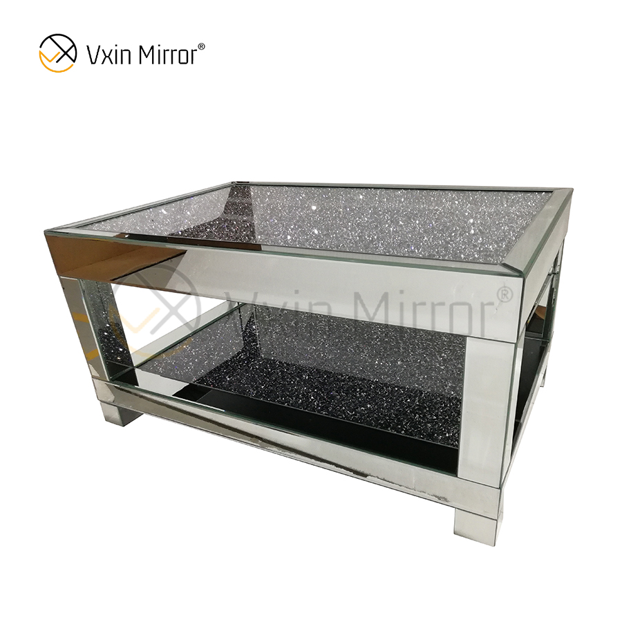Kundenspezifischer Beistelltisch WXF-117-1 Crushed Diamond Homemade Silver Couchtisch
