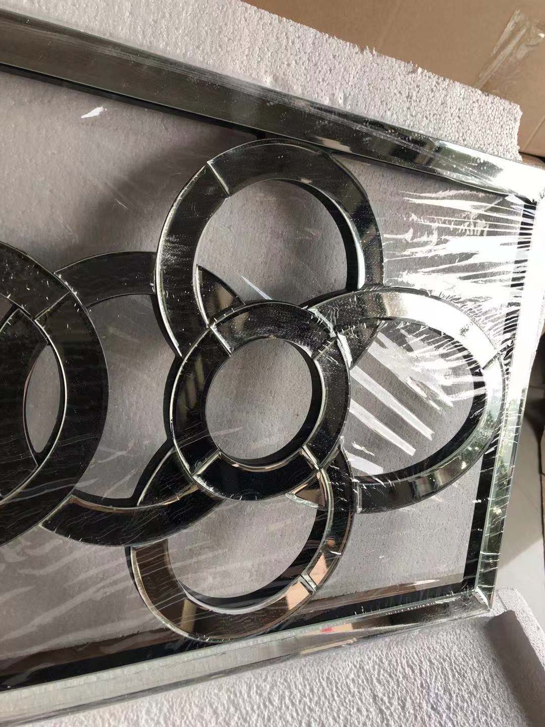 Vintage Luxury Silver Classic Hotel Dekorativer Spiegel Wandkunst Wohnkultur Rechteck 3D Wohnzimmermöbel
