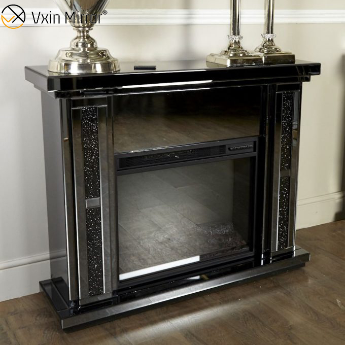 Modern Home Decor Luxury Crushed Diamond Crystal Mirror Kamin mit Heizung in den Wohnzimmermöbeln WXWF-1098