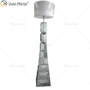 Schwarzer Rahmen WXFL-056 Wohnzimmer Elegantes Silber Moderne Kristall 3D Spiegel Stehlampe Spiegellampe
