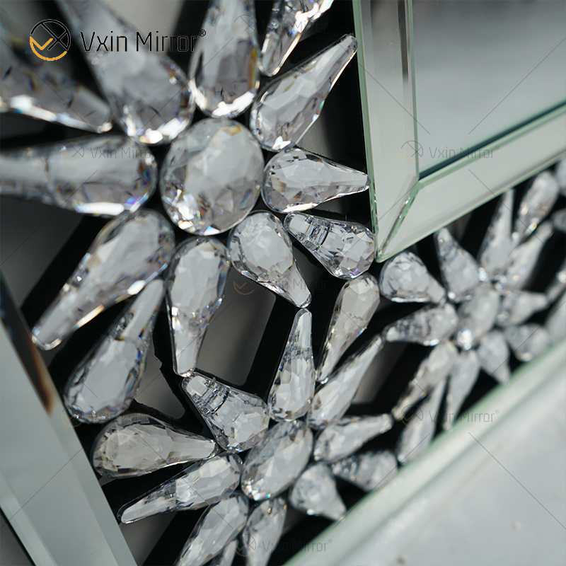 Manufaktur Eleganter WXM-1095 Moderner Wohnkultur-Silber-dekorativer Wand-Kristallspiegel