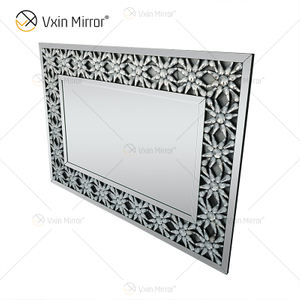 Manufaktur Eleganter WXM-1095 Moderner Wohnkultur-Silber-dekorativer Wand-Kristallspiegel