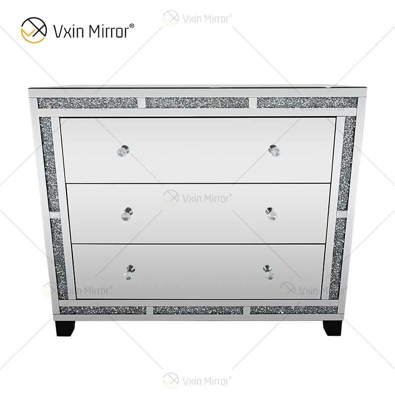 Home Decor WXF-856 Silber Crushed Diamond Mirored Schrank mit Muti-Schubladen
