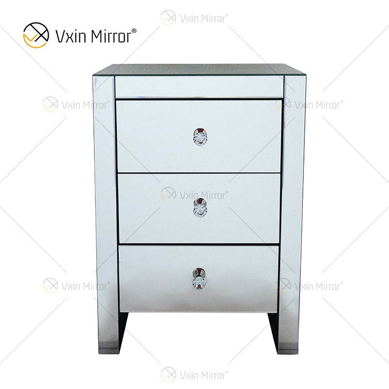Heißer Verkauf Elegant Vxin WXF-031-1 Nachttisch mit 3 Schubladen Silber Spiegel Nachttisch Spiegel Nachttisch