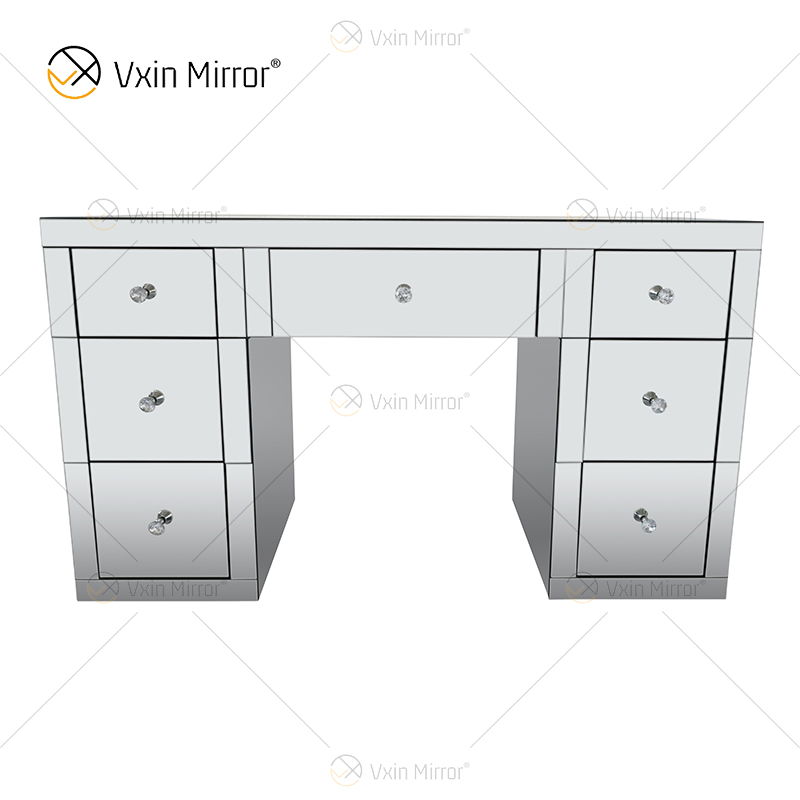 Hot Sell Modern WXF-125 & 126 Silber verspiegelter Schminktisch 7 Schubladen mit Demontagehocker