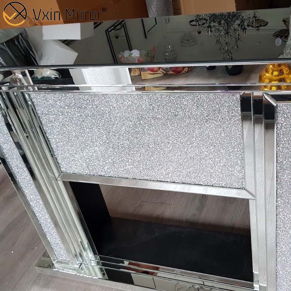 Vxin Mirror WXWF-1105 Eleganter LED-Spiegelkamin aus Crushed Crystal Diamond
