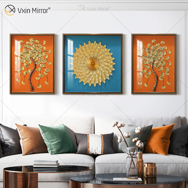 Die neueste Vxin WXPA-25 3D Abstrakte Wandkunst Metall Wandkunst Dekor Heimtextilien Wohnzimmer gerahmt für Home Set zum Verkauf