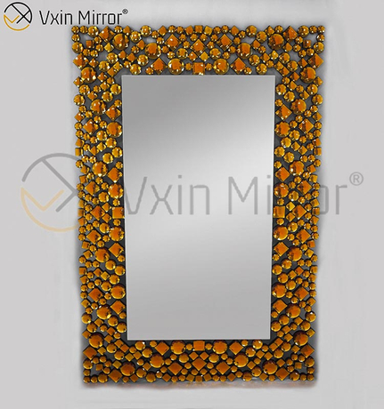 Preiswerter WXM-1051 Hochwertiger brauner Wandspiegel-Dekorations-Kristallwandspiegel