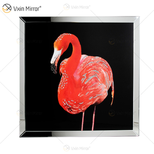 Vxin WXMA-57 Kristall-Porzellan-Gemälde, Harz, Flamingo, bedeckter Rahmen, dekorativer Spiegel, Wandkunst