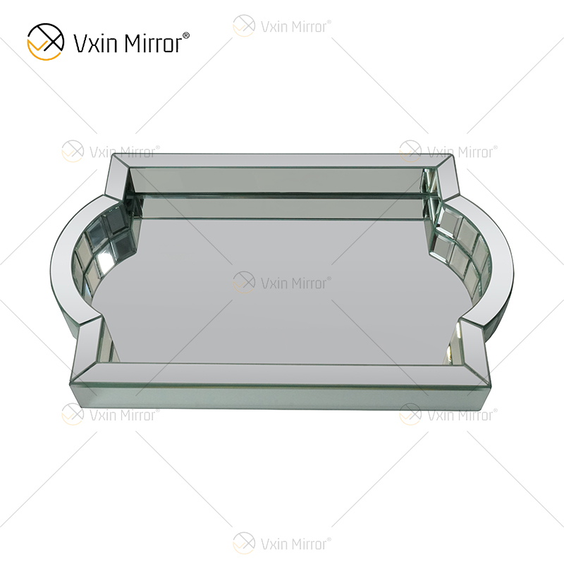 Elegant Decor WXMT-007 Modernes rechteckiges Tablett aus Glas, silbern verspiegelt