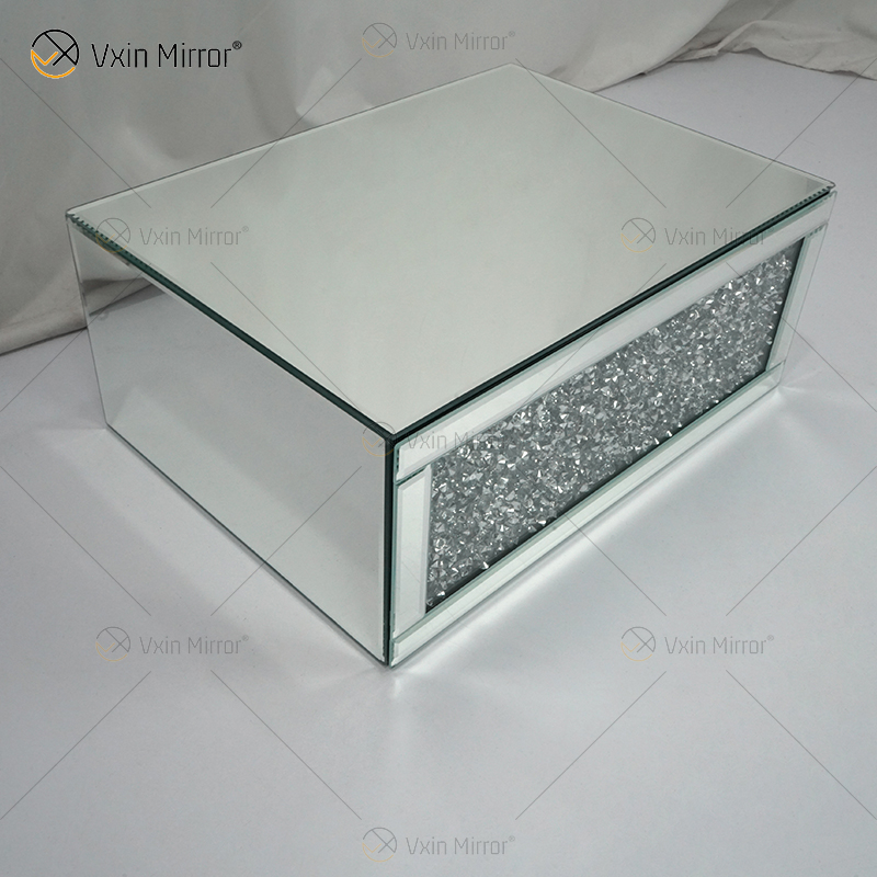 Vxin Factory Supply WXF-153 Silbernes Wanddekor Silbernes Crushed Diamond Spiegel-Rechteck-Wandregal