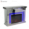 Neues Design WXMF096-2 LED Silber Kristallglas Wohnzimmer Spiegelkamin mit Inneneinsatz