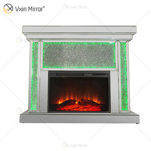 WXF-1073A Silver Crystal LED-Spiegelkamin mit Bluetooth und Lautsprecherdiamanten
