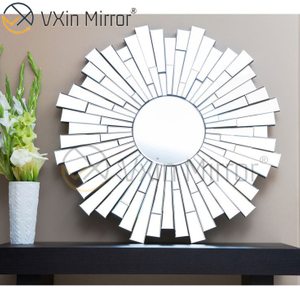 Vxin Wanddekoration WXM-1004 Silberner 3D-Glas-Wandspiegel