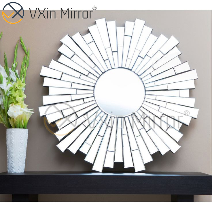 Vxin Wanddekoration WXM-1004 Silberner 3D-Glas-Wandspiegel