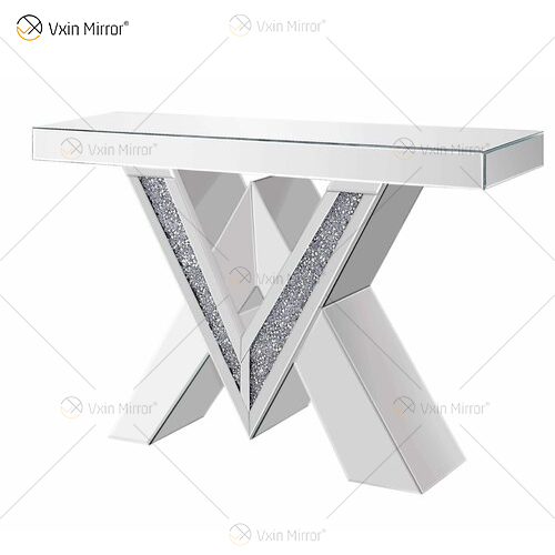 2022 Neue Produkte Designer Konsolentisch Crushed Diamond Crystal Mirrored Konsolentische