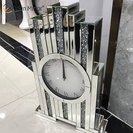 Fabrikneues Design WXMC- Crystal Silver Mirror Rectangle Tischuhr