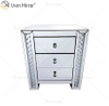 Vxin Crystal Decor WXF-274 Silber Tallboy Nachttisch mit Kristallspiegel und 3 Schubladen Spiegel Nachttisch