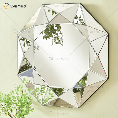VXin Spiegel WXM-1719 Moden Silber Glas 3D Dekorativer Wandspiegel Wohnkultur für Wohnzimmer Schlafzimmer