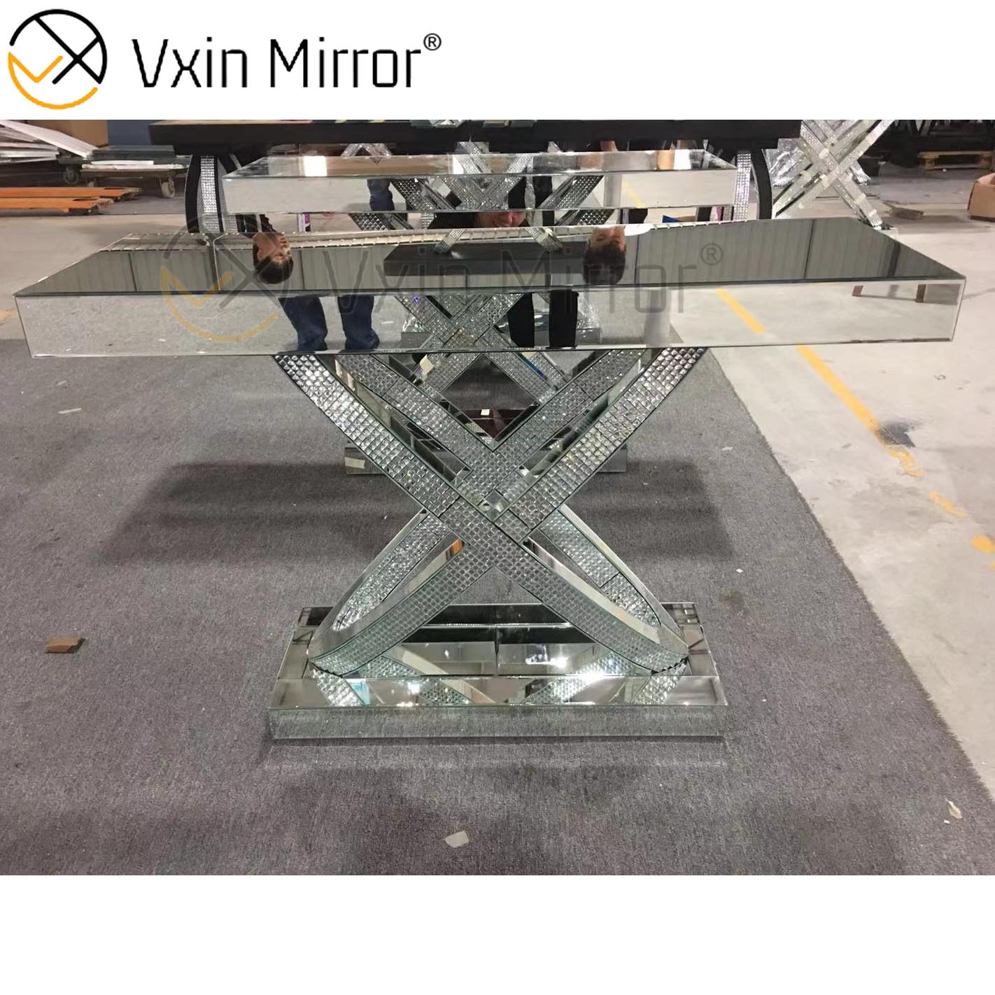 Moderner Beistelltisch Spiegelmöbel Beistelltisch Hotelflur verspiegelter Konsolentisch für Wohnzimmermöbel WXF-295