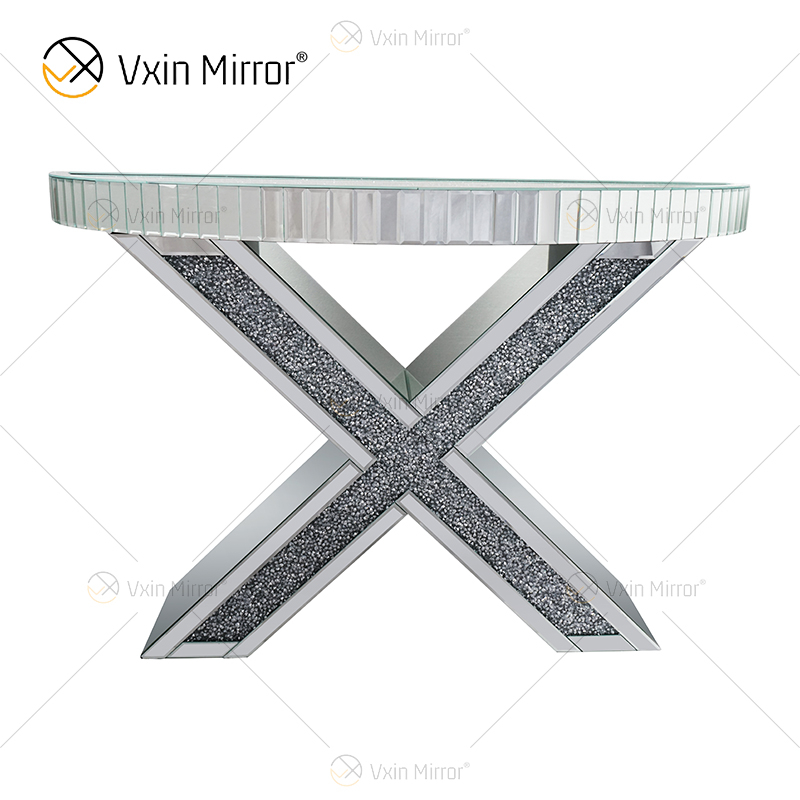 OEM Factory Supply WXWF-517 Verspiegelter X-Form-Crushed-Diamant-Spiegel-Konsolentisch