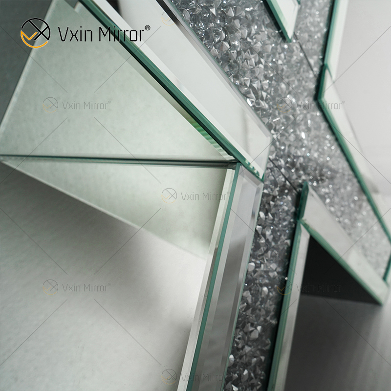 OEM Factory Supply WXWF-517 Verspiegelter X-Form-Crushed-Diamant-Spiegel-Konsolentisch