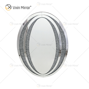 Factory Direct Oval WXM-1765 Elegante Wanddekoration Silver Diamond Mirror