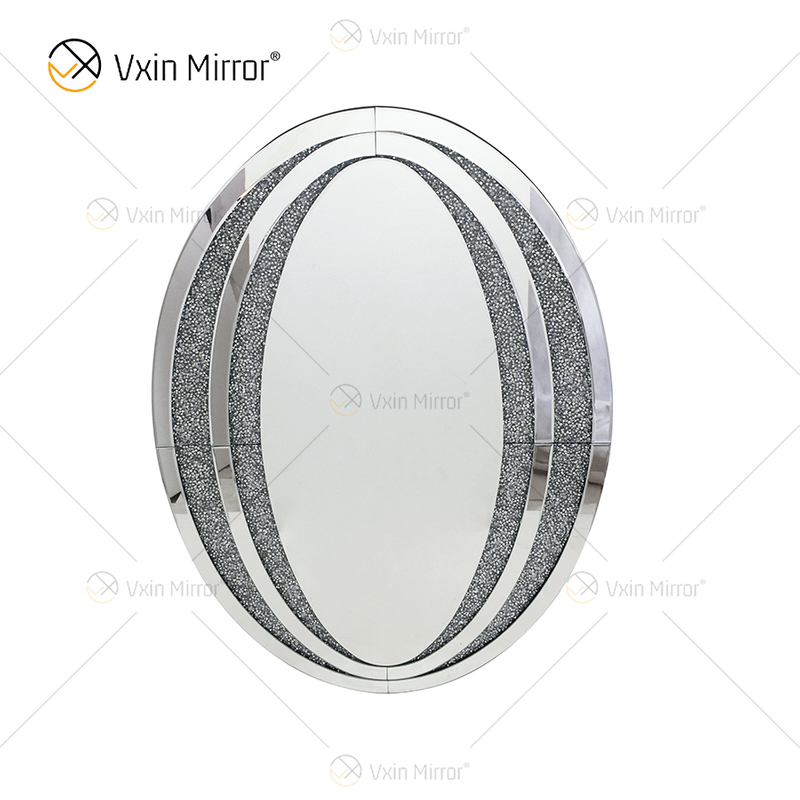 Factory Direct Oval WXM-1765 Elegante Wanddekoration Silver Diamond Mirror