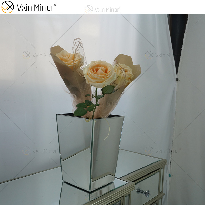 Vxin Mirror WXMV-034 Spiegelvase, Kristall, Silber, Glas, dekorative Vase, Blume, elegant für Heimdekoration, kann Wasser nicht halten