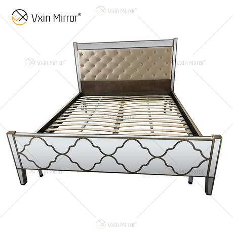 Vxin Mirror Antikmöbel WXWF-1084 Grace Golden Silver Luxus verspiegeltes Kingsize-Bett