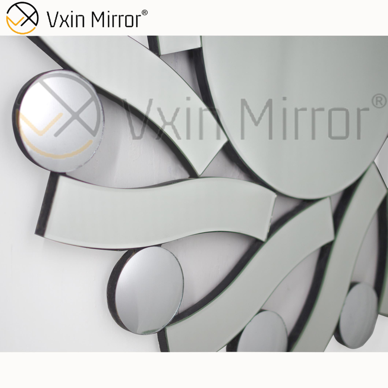 3D Elegant Vxin Modern WXM-1016 Silberne runde ausgefallene Spiegelwandkunst
