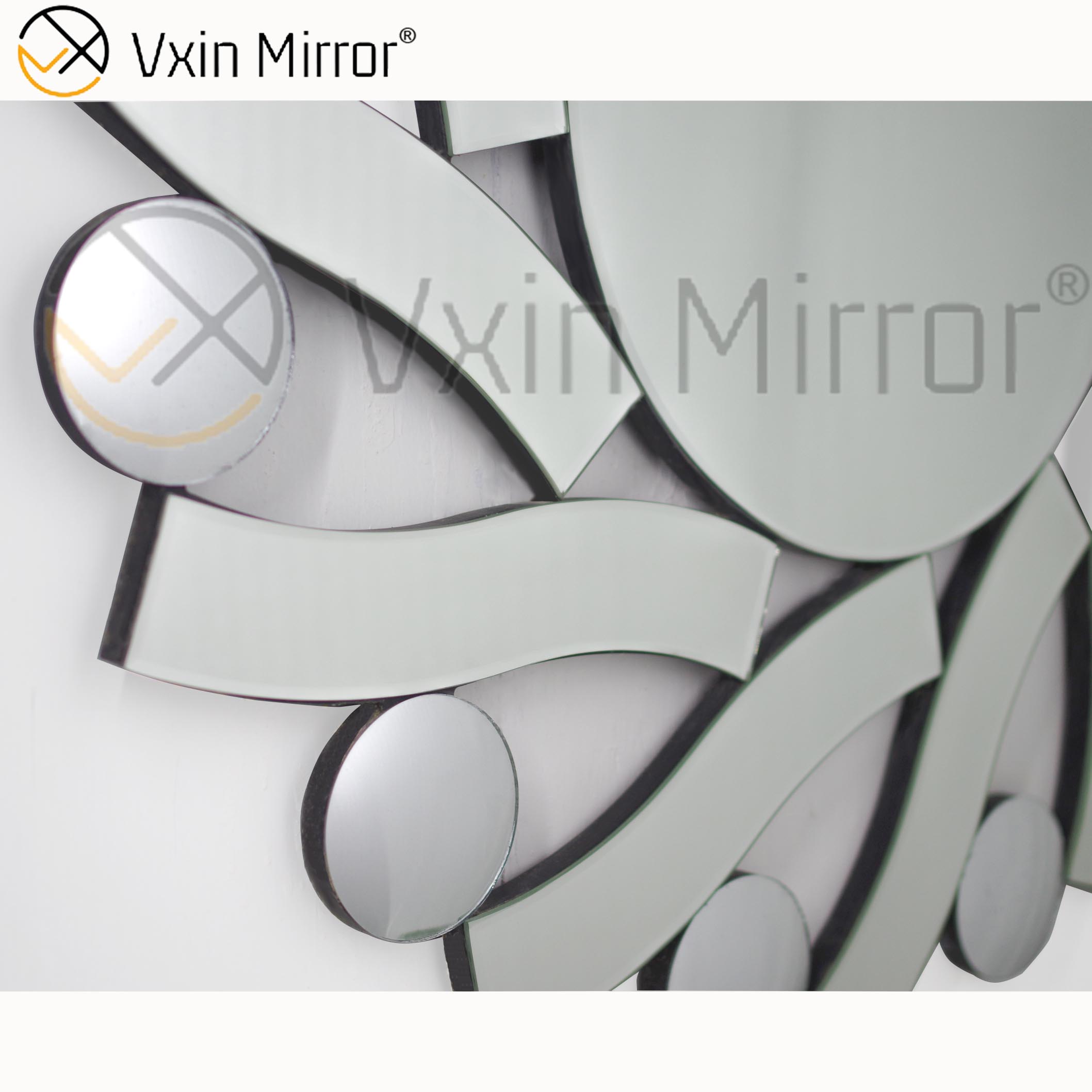 3D Elegant Vxin Modern WXM-1016 Silberne runde ausgefallene Spiegelwandkunst
