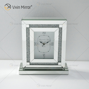 Fabrikneues Design WXMC-080 Crystal Silver Mirror Rectangle Tischuhr