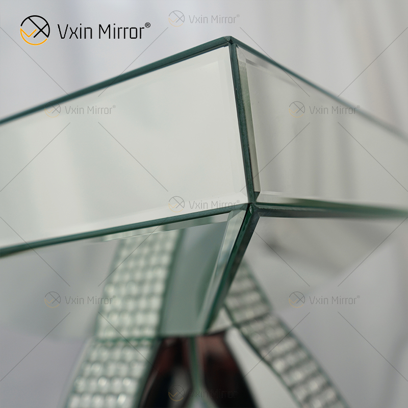 Avonlea quadratisches unteres Regal, klarer Spiegel, Beistelltisch, verspiegelter Nachttisch, modernes Wohnzimmer, Sofas, Möbel, WXWF-293