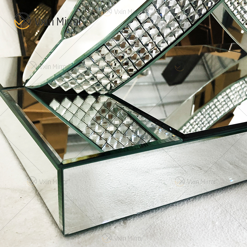 WXWF-128 Home Decor Crystal Silver Glass Möbel verspiegelter Beistelltisch
