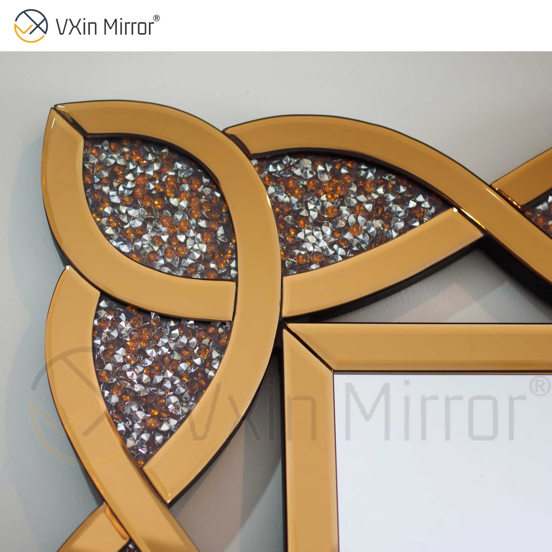 Home Mirrored Furniture Rectangle Console Mirror Crushed Diamond Wandspiegel