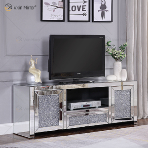 Großhandel WXF-097 Gespiegelte Wohnzimmermöbel Crushed Diamond Silver Cabinet 2 Schubladenspiegel TV-Ständer