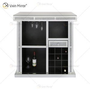 Vxin Home Decor WXF-142 Hoher Weinschrank mit silbern verspiegelten Crushed Diamonds und einer Schublade