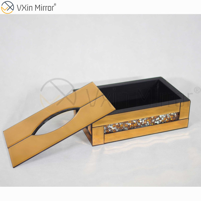 Vxin Spiegel WXB-001 Braun Luxus Glas Crushed Diamond Tissue Box Spiegel Tissue Box