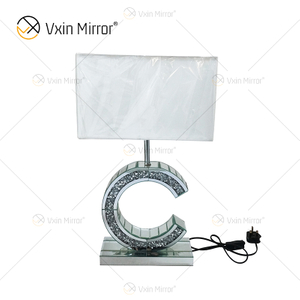 Moderner Stil WXTL-02 Silber Crushed Crystal Mirrored C-Form Tischlampe für Schlafzimmer Spiegellampe