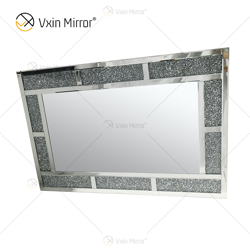 Rechteck Beliebter WXM-1787 Wanddekor Silber Crushed Diamond Wandbehang Spiegel