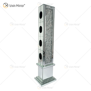 WXF-143 Crushed Diamond Mirrored Floating Crystal Silver Mirror Weinaufbewahrungsflaschenhalter