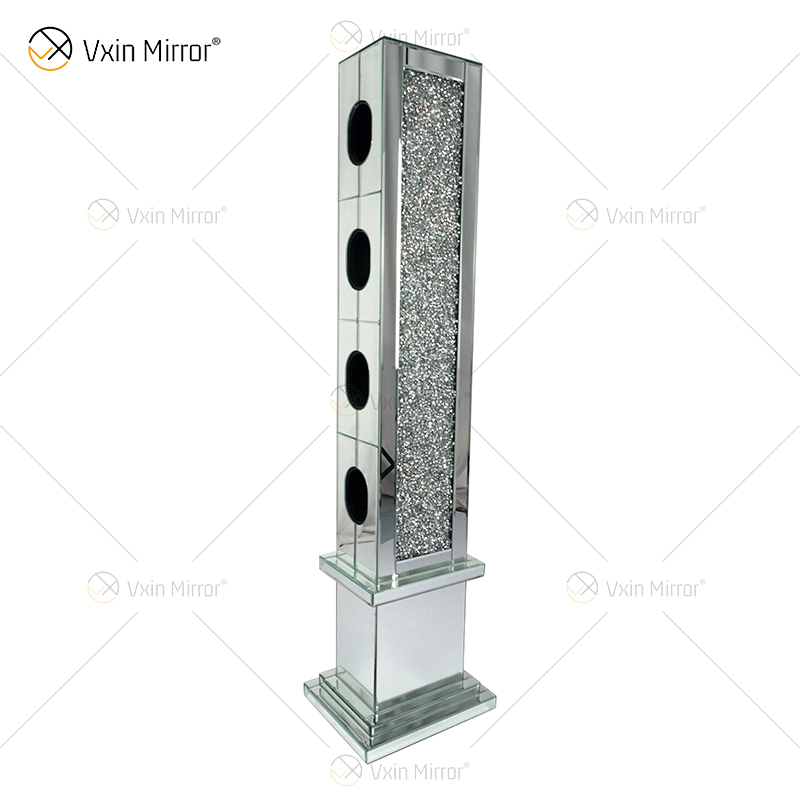 WXF-143 Crushed Diamond Mirrored Floating Crystal Silver Mirror Weinaufbewahrungsflaschenhalter