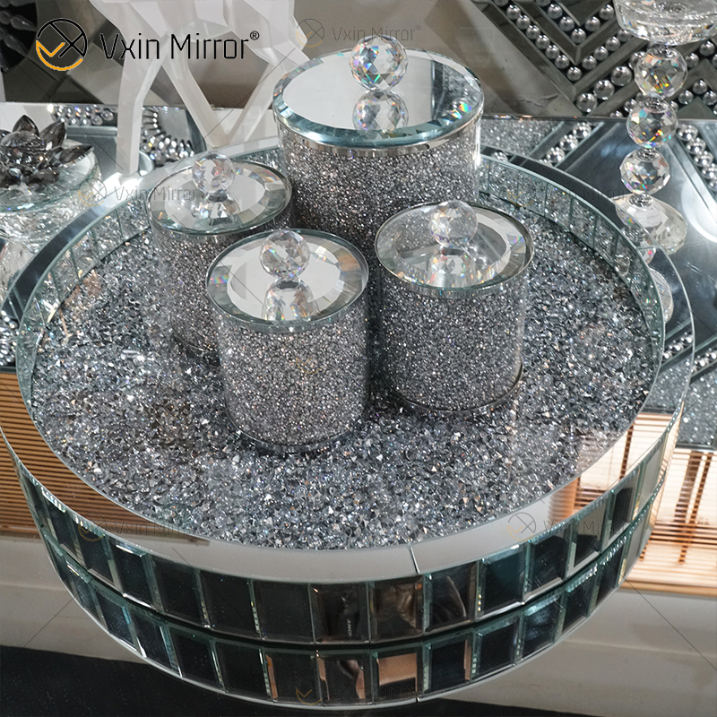 Home Decor Crushed Diamond Mirrored Crystal Jar für Couchtisch, Sofa, Spiegel, Beistelltisch WXMT-015